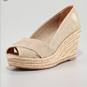 Tory Burch Tan Espadrille Wedges